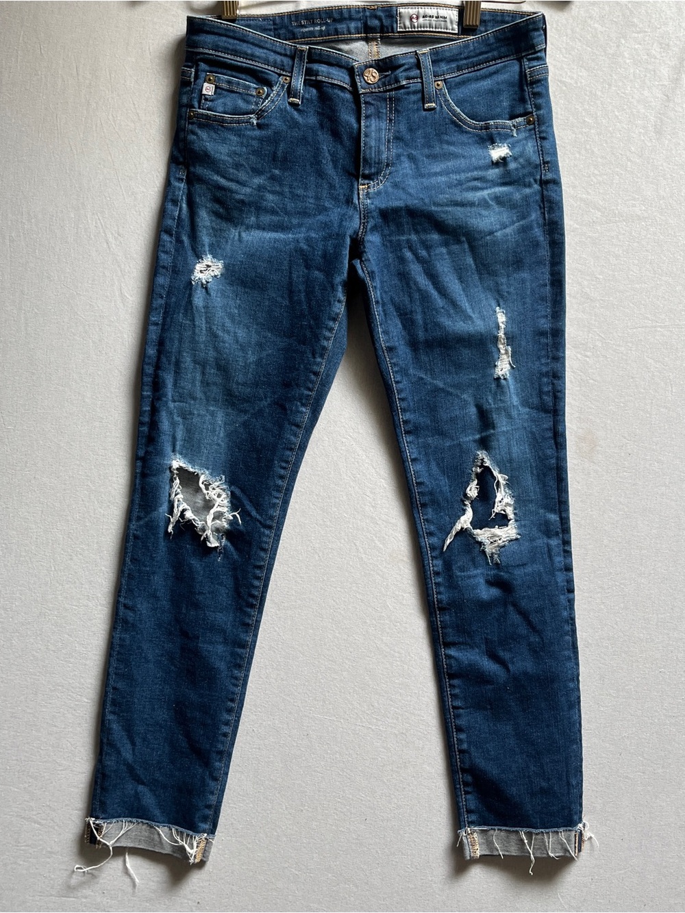 AG Adriano Goldschmied The Stilt Distressed Cigarette Skinny Jeans 28
